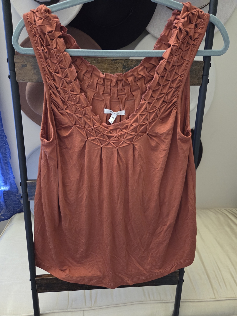 Maurices Rust Smocked Yoke Tank Top